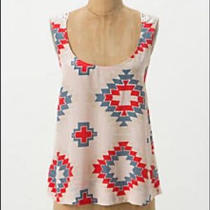 Anthropologie Sahuarita Embroidered back top